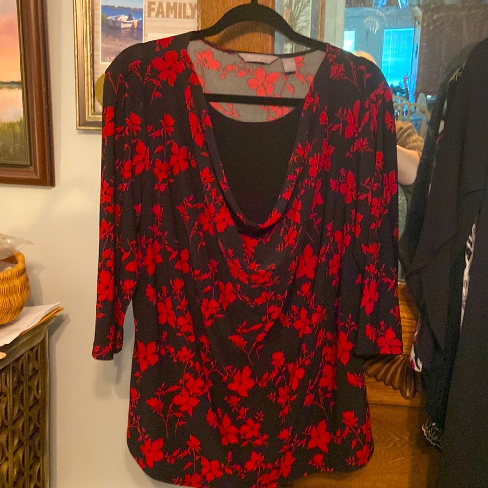 1X Investments Ladies Black & Red Top. Beautiful Design, MADE IN USA